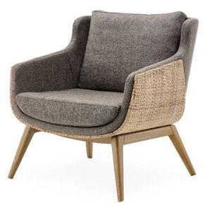Poltrona Ipanema Tecido Cinza Acabamento Areia Base Amendoa 83cm - 61794