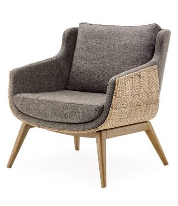 Poltrona Ipanema Tecido Cinza Acabamento Areia Base Amendoa 83cm - 61794