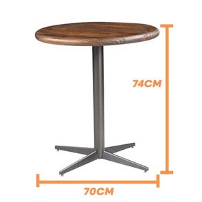 Mesa Jantar Redonda Basique Rustic Brown Base Grafite 70cm - 58140