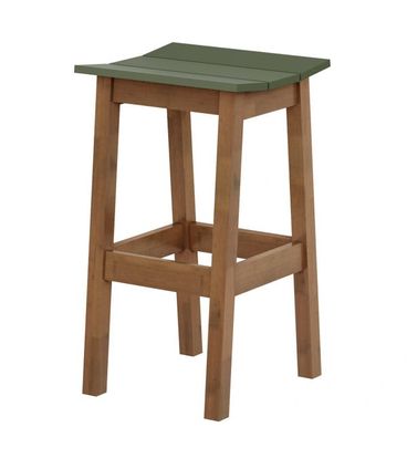Banqueta Bento Assento Laca Verde Musgo com Base Pinhao 70 cm - 51495