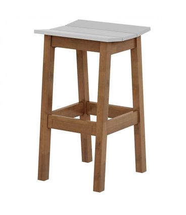 Banqueta Bento Assento Laca Branco com Base Pinhao 70 cm - 57513