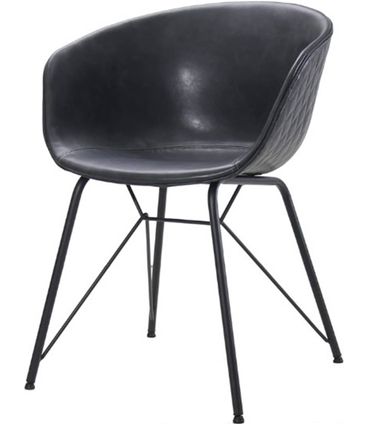 Cadeira Siena com Braco PU Preto Base Aco Pintado - 61862