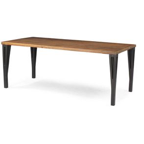 Mesa Jantar Groove Tampo Rustic Brown Base Grafite 220cm - 61911
