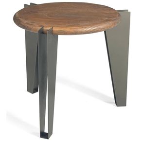 Mesa Lateral Clip Tampo Rustic Brown Base Grafite 55cm - 61922
