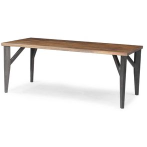 Mesa Jantar Wood Rustic Brown Base Grafite 220cm - 61929