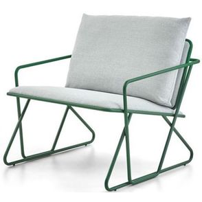Poltrona Industrial Vini Linho Cinza Base Verde 82cm - 62219