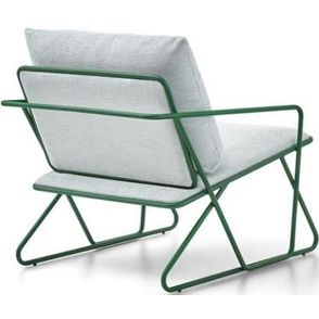 Poltrona Industrial Vini Linho Cinza Base Verde 82cm - 62219