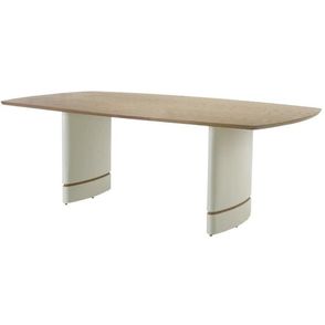 Mesa de Jantar Gomberg Base Off White Tampo Amendoa 220cm - 62246