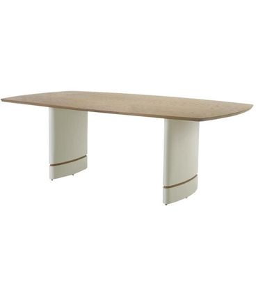 Mesa de Jantar Gomberg Base Off White Tampo Amendoa 220cm - 62246