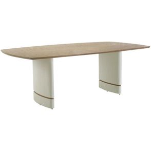 Mesa de Jantar Gomberg Base Off White Tampo Amendoa 220cm - 62246
