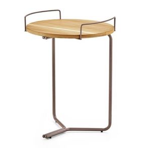 Mesa Lateral Plateau Tampo Freijó Base Cor Ouro Velho 47cm - 49432