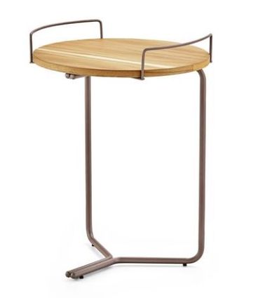 Mesa Lateral Plateau Tampo Freijó Base Cor Ouro Velho 47cm - 49432