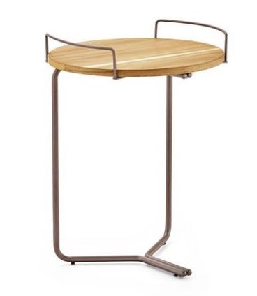 Mesa Lateral Plateau Tampo Freijó Base Cor Ouro Velho 47cm - 49432