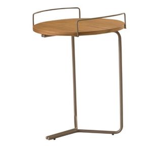 Mesa Lateral Plateau Tampo Eucalipto Base Ouro Velho 47cm - 62253