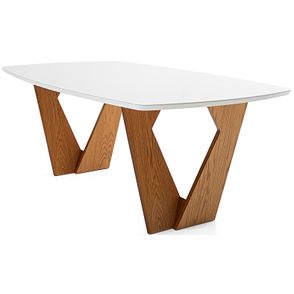 Mesa de Jantar Kamerik Base Carvalho Tampo de Vidro 190cm - 220cm - 62276