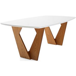 Mesa de Jantar Kamerik Base Carvalho Tampo de Vidro 190cm - 220cm - 62276