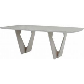 Mesa de Jantar Kamerik Base Off White Tampo de Vidro 220cm - 62299
