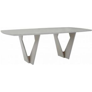 Mesa de Jantar Kamerik Base Off White Tampo de Vidro 220cm - 62299
