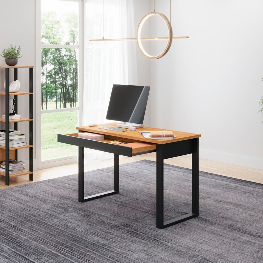 Escrivaninha-Cleveland-1-Gaveta-cor-Freijo-com-Preto-Fosco-118-cm---62328