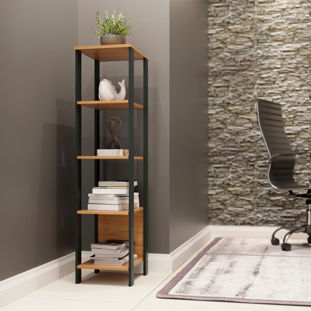 Estante-Cleveland-4-Prateleiras-cor-Freijo-com-Preto-Fosco-135-cm---62337