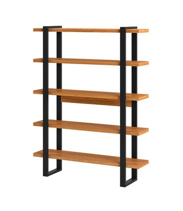 Estante Cleveland 5 Prateleiras cor Freijo com Preto Fosco 135 cm - 62348