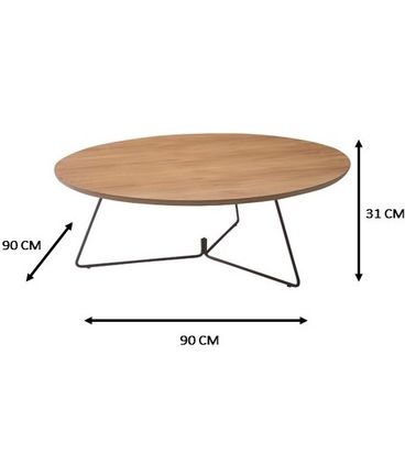 Mesa de Centro Revolutii Redonda Tampo Teka Base Grafite 90cm - 51898
