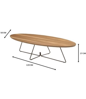 Mesa de Centro Revolutii Prancha Tampo Teka Base Grafite 35cm - 62390