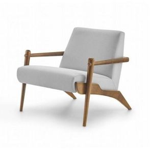 Poltrona Amba Base Teca Tecido Caravaggio 72cm - 62447