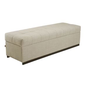 Recamier Baú Linho Cinza Pés Amêndoa 160cm - 62466