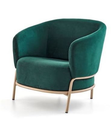 Poltrona Sancho Verde Petroleo Base Bronze Metalizada 80cm - 62479