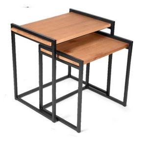 Conjunto Mesa Lateral Denver Tampo Mel Base Preta - 62508