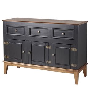 Buffet Antoine Preto 3 Portas 3 Gavetas Base Amendoa 114cm - 54724