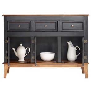 Buffet Antoine Preto 3 Portas 3 Gavetas Base Amendoa 114cm - 54724