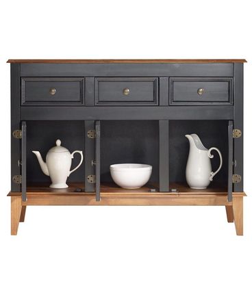 Buffet Antoine Preto 3 Portas 3 Gavetas Base Amendoa 114cm - 54724