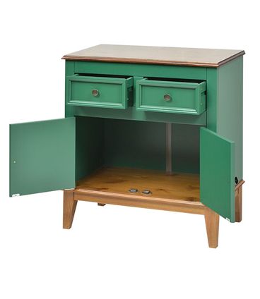 Balcao Magali Verde 2 Portas 2 Gavetas Base Amendoa 74cm - 58732