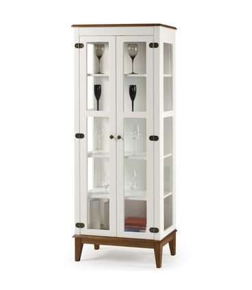 Cristaleira Remy Branca 2 Portas Base Amendoa 180 cm - 58751