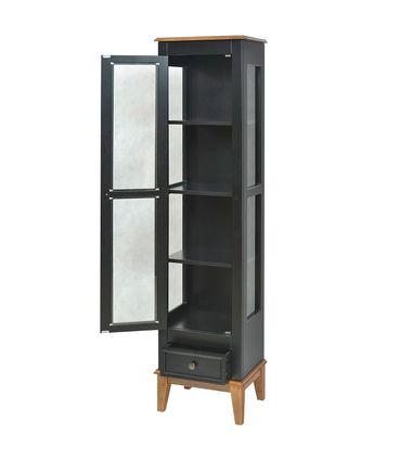Cristaleira Remy Preta 1 Porta 1 Gaveta Base Amendoa 180cm - 58757