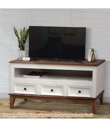 Rack Detroit Branco Com Amendoa 3 Gavetas 62cm - 58739