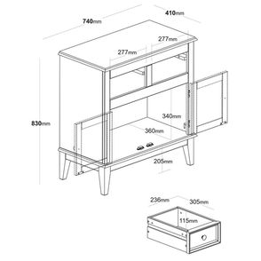 Buffet Antoine 2 Portas e 2 Gavetas Cinza com Amendoa 83cm - 54723