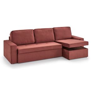 Sofa Cobain 2 Lugares Chaise Longue Bau Vermelho + Dispositivo USB 280cm - 62527