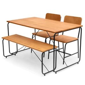 Conjunto Class Mesa Jantar + 2 Cadeiras + Banco Mel Base Preta - 62555