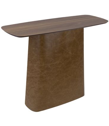 Mesa Lateral Retangular Siena Tampo Nogueira Base Recouro Caramelo 80cm - 62584