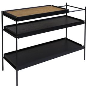 Mesa Lateral Isabella Tampo Ebanizado Base Preta 80cm - 62593