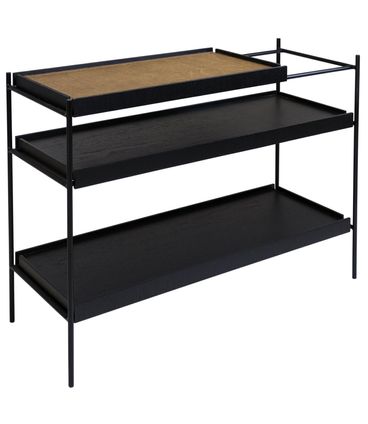 Mesa Lateral Isabella Tampo Ebanizado Base Preta 80cm - 62593