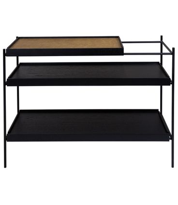 Mesa Lateral Isabella Tampo Ebanizado Base Preta 80cm - 62593