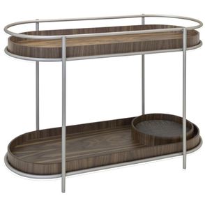 Mesa Lateral Danubio Tampo Nogueira Base Champagne 80cm - 62595