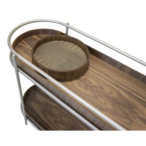 Mesa Lateral Danubio Tampo Nogueira Base Champagne 80cm - 62595