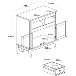 Buffet Antoine 2 Portas e 2 Gavetas cor Amendoa 83cm  - 62620