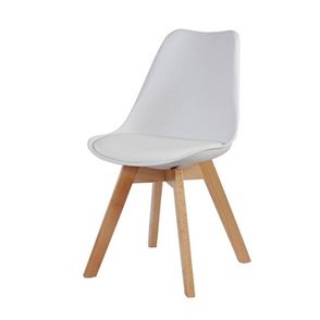 Cadeira Siena PU Branco Base Madeira Natural 84cm  - 62131