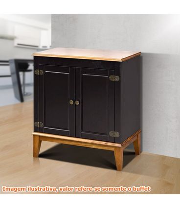 Buffet Antoine 2 Portas cor Preto e Amendoa 83cm  - 60741